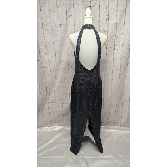 Roberta Vintage Black Sleeveless Sequin Dress Halter Cocktail Evening Sz 13/14 - Picture 2 of 9
